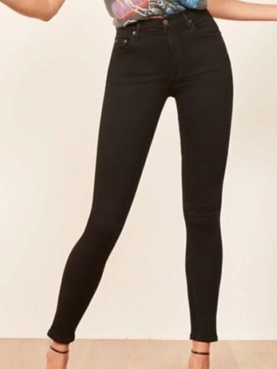 Reformation Denim - Reformation High & Skinny Stretch Jean Black Size 23 (High Rise, Super Stretch)
